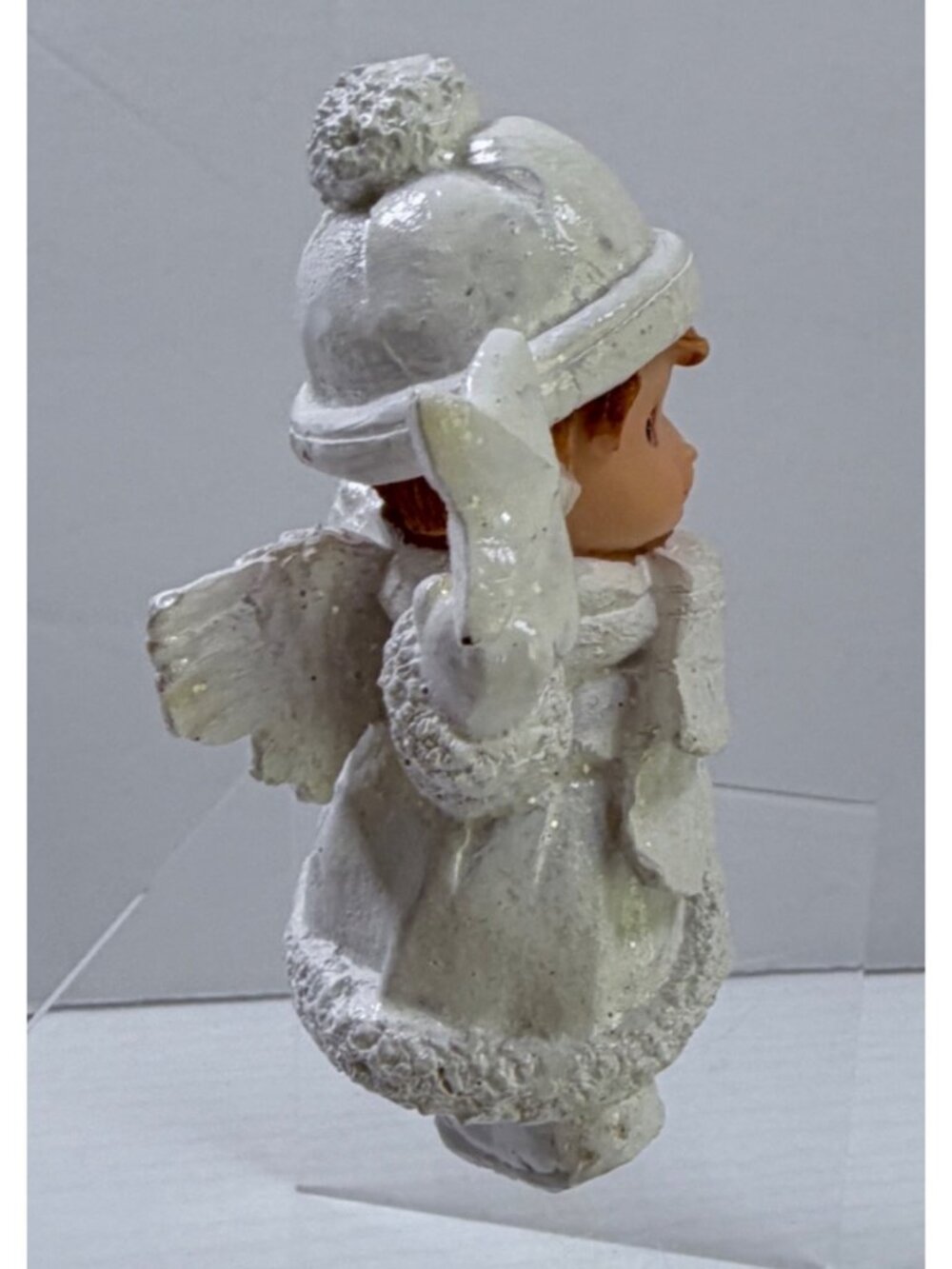 Winter White Angel Figurine Holding Star Glitter Accents Christmas Decor - Picture 4 of 9